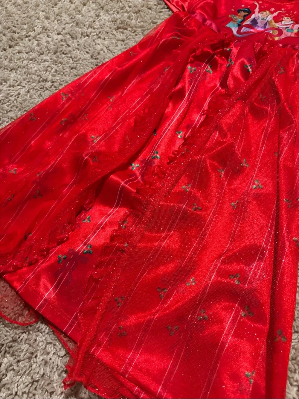 Disney Princess Christmas Dress 2T Red Holiday Tulle Jasmine Rapunzel Ariel